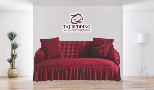 Turkish Style Bubble Sofa Cover Maroon