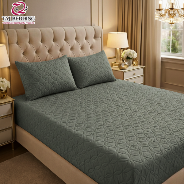 Ultrasonic Quilted Fitted Bedsheet Set Grey - King Size