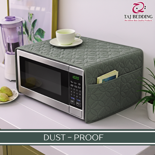 Ultrasonic Quilted Microwave Oven Cover With Pockets - Grey