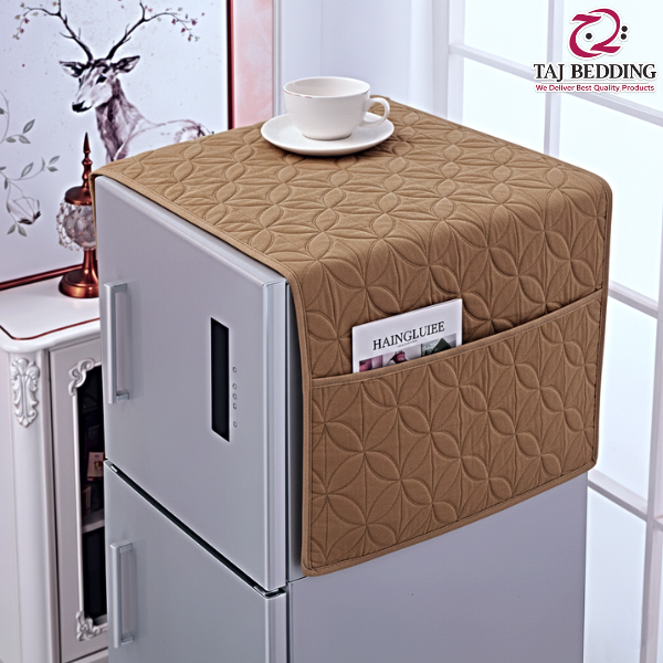 Ultrasonic Quilted Refrigerator Cover With Pockets - Coffee