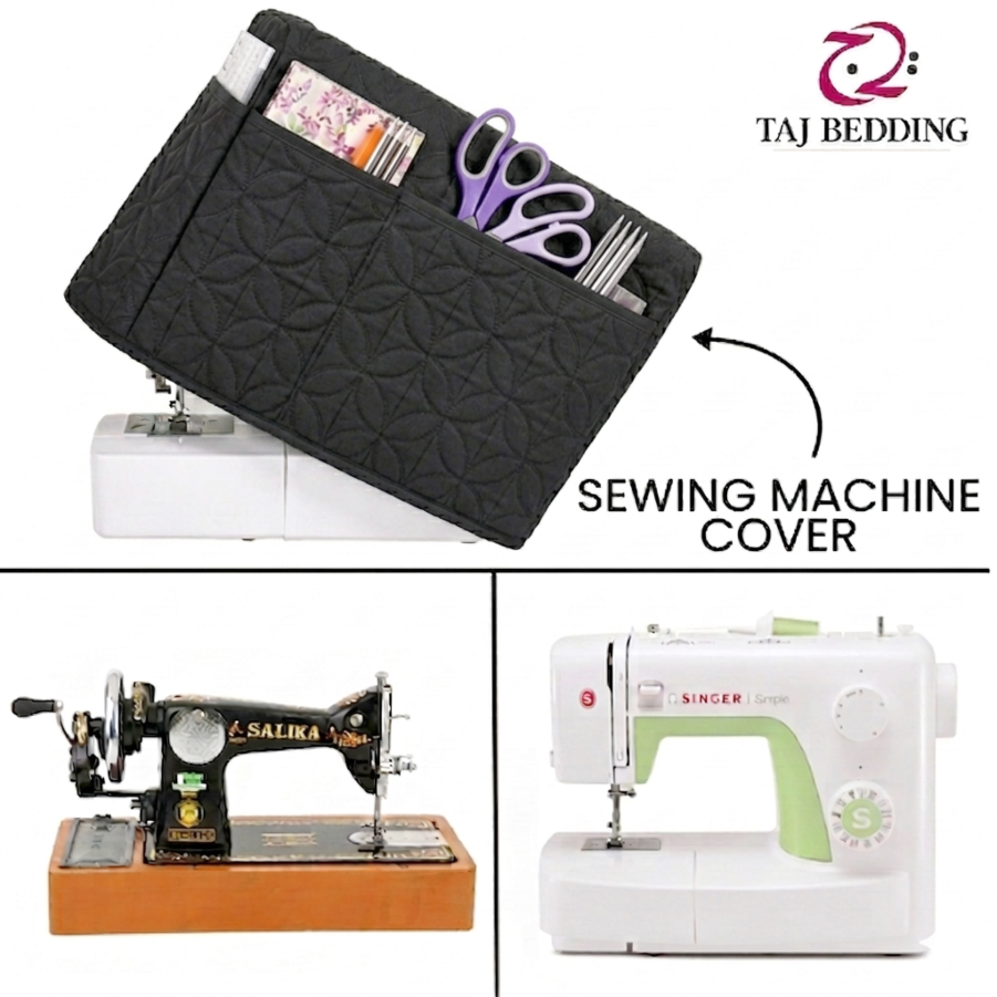Ultrasonic Quilted Sewing Machine Cover Dust Proof - Black