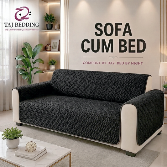 Ultrasonic Quilted Sofa Cum Bed Covers Black