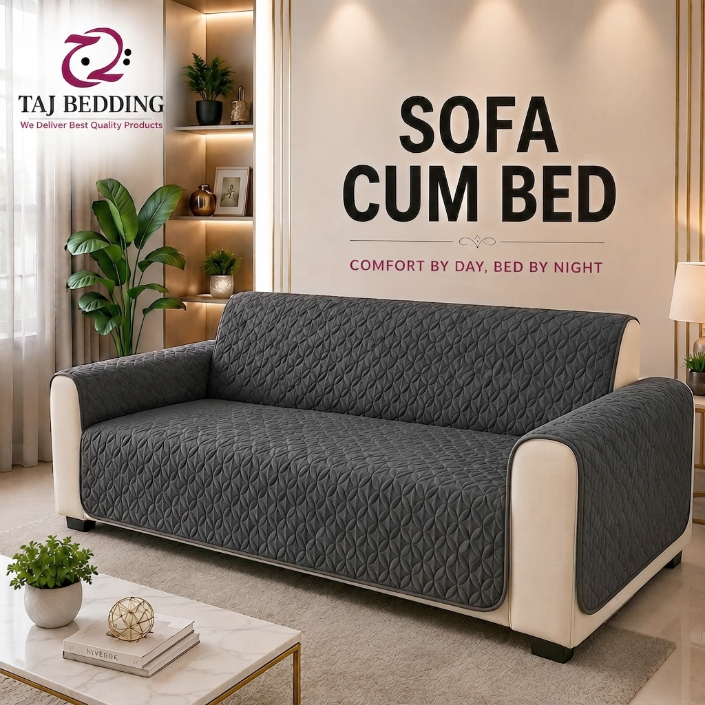 Ultrasonic Quilted Sofa Cum Bed Covers Grey