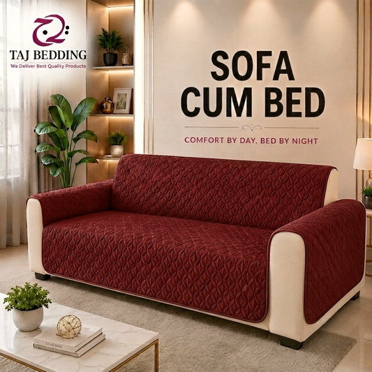 Ultrasonic Quilted Sofa Cum Bed Covers Maroon