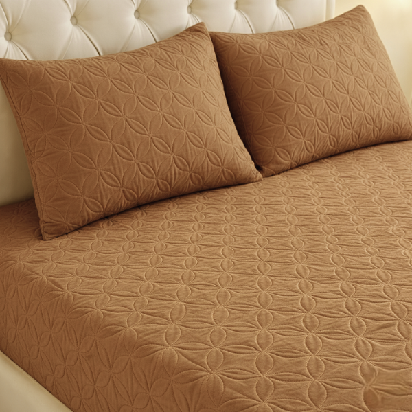 Waterproof Ultrasonic Quilted Fitted Bedsheet Set Coffee - King Size