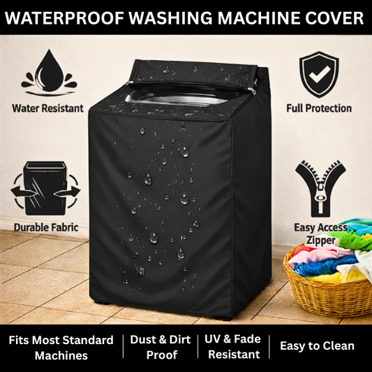 Waterproof Washing Machine Cover Parachute - Black