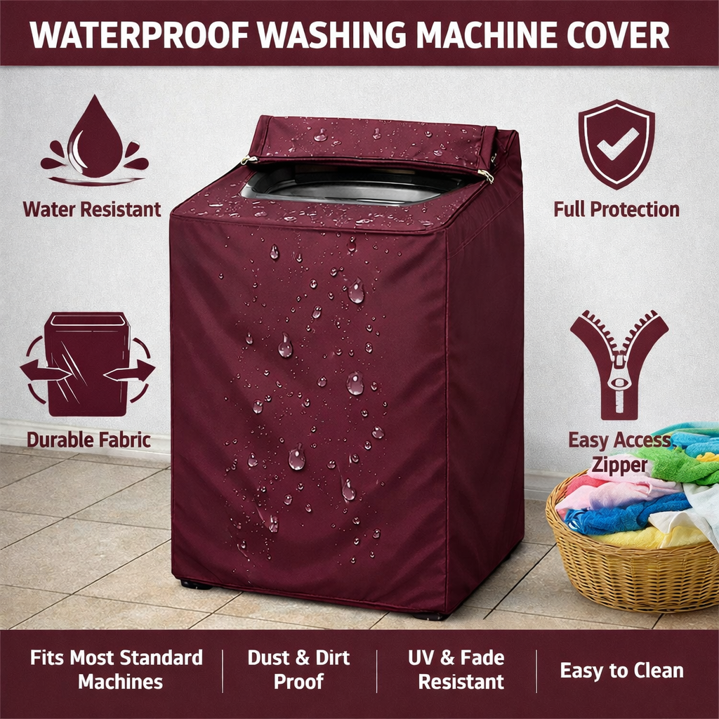 Waterproof Washing Machine Cover Parachute - Maroon