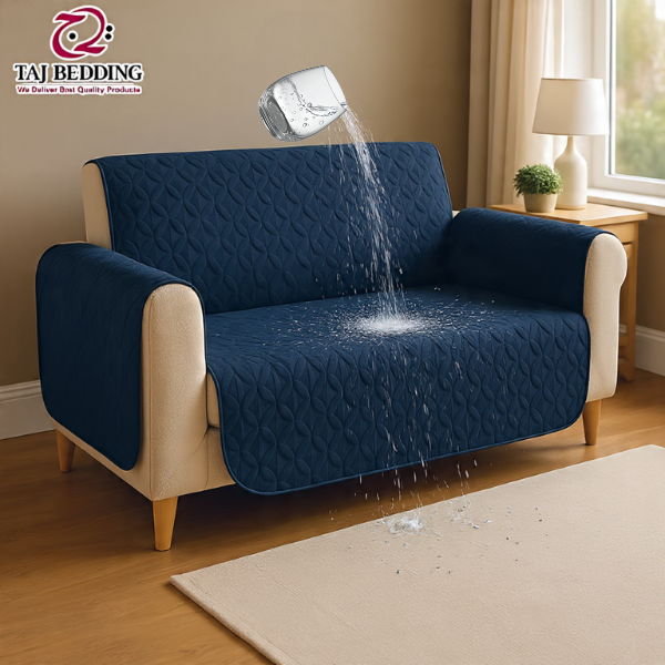 Waterproof Ultrasonic Quilted Sofa Cover Navy