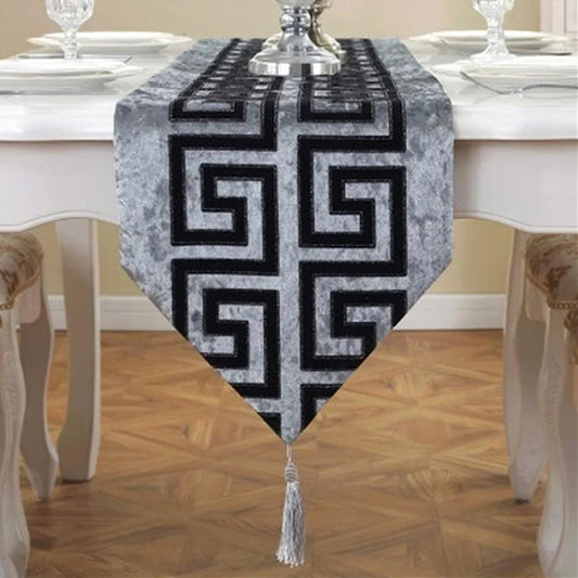 7 Pieces Double Splendid Velvet Table Runner Grey