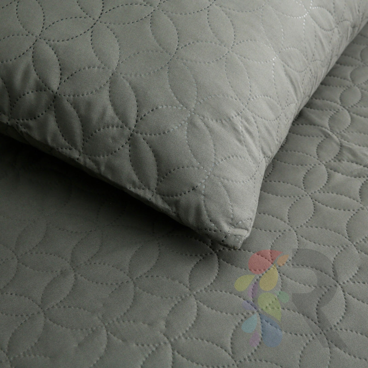 3 Pcs Ultrasonic Bedspread - Grey (002)