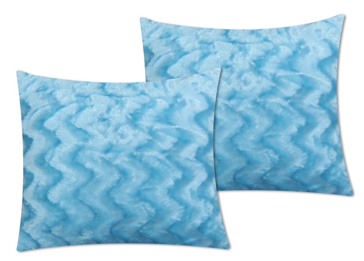 Zigzag Fur Cushion Cover Ferozi