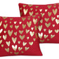 Golden Heart Foil Velvet Cushion Cover -  Maroon