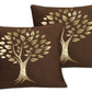 Golden Tree of Life Velvet Cushion Cover - Brown