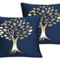 Golden Tree of Life Velvet Cushion Cover - Navy Blue