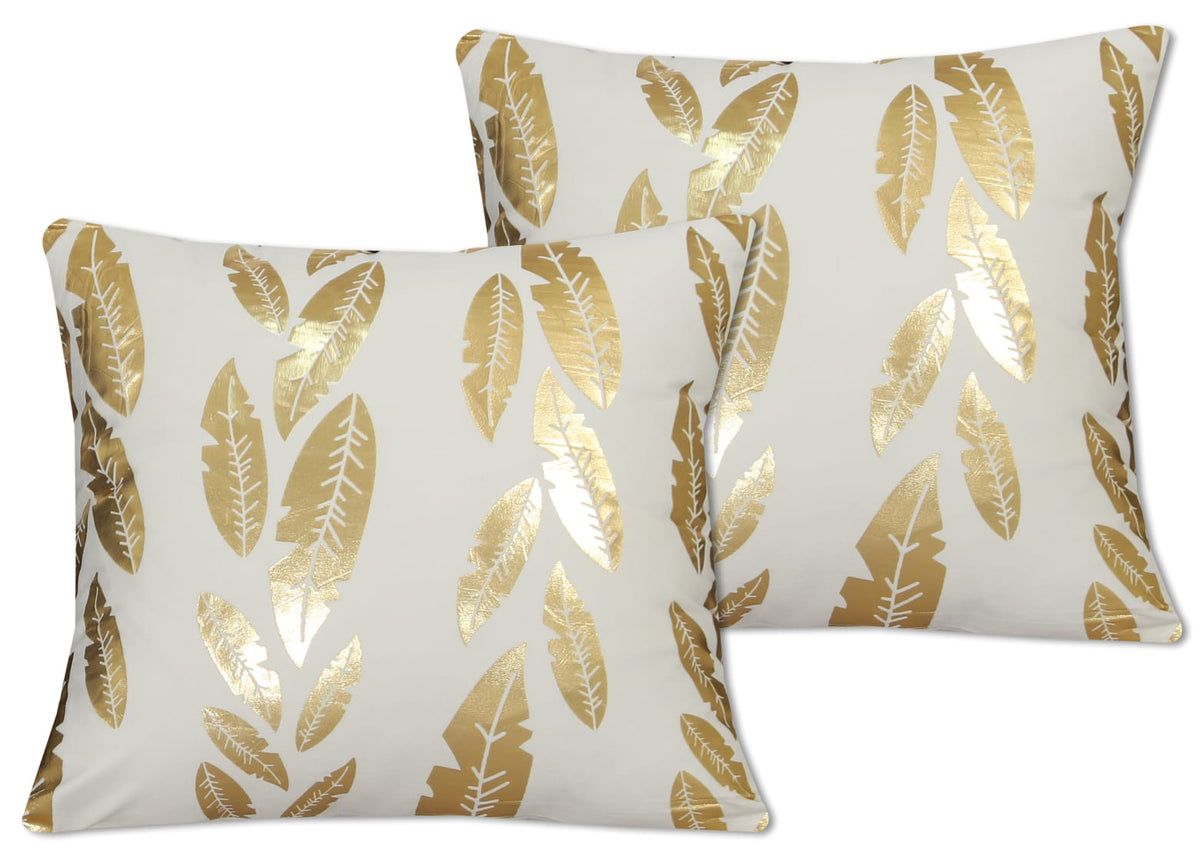 Metallic Feather Style Velvet Cushion Cover - Off White