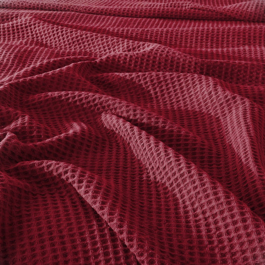 Cotton Waffle Blanket - Maroon