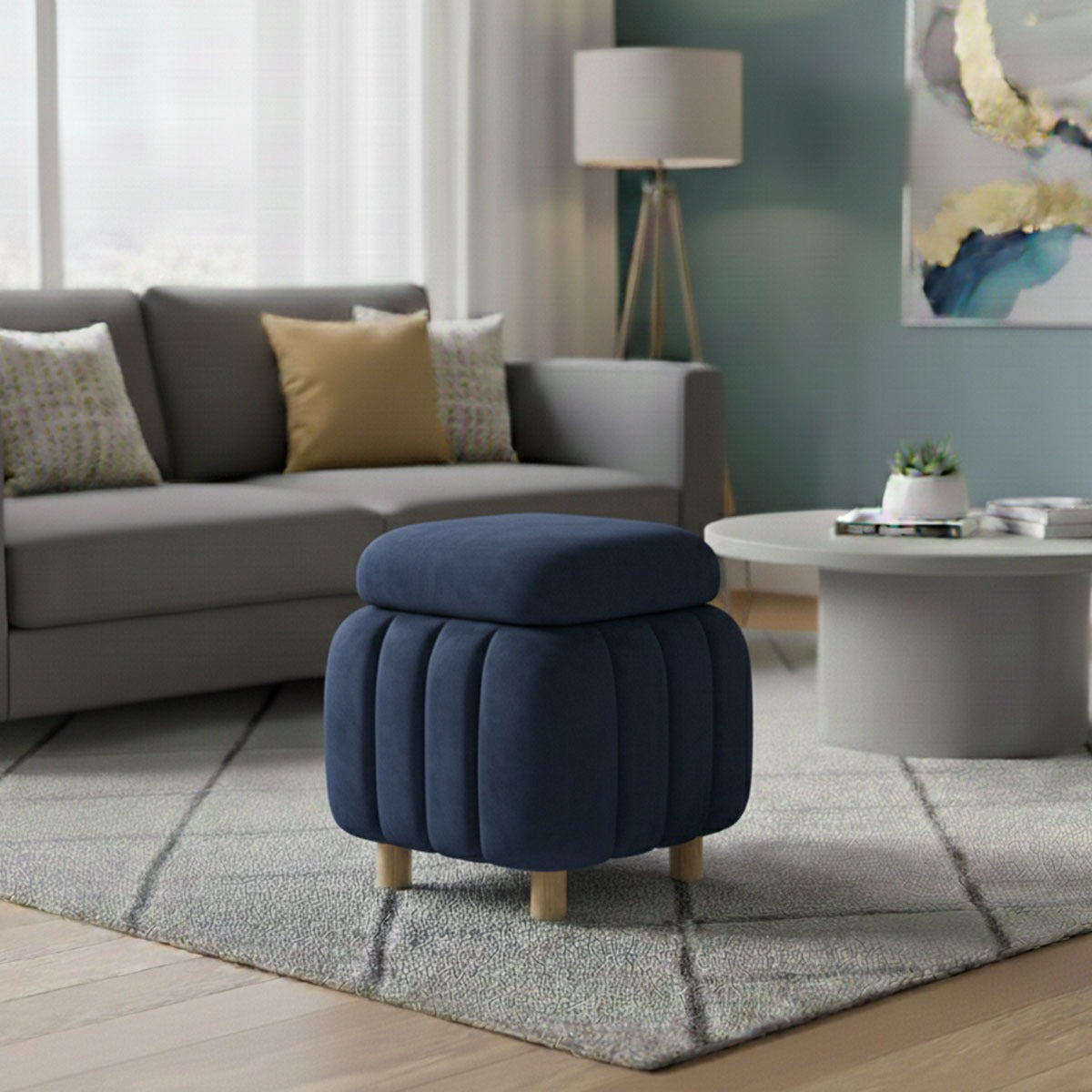 Wooden Quilted stool with Storage space