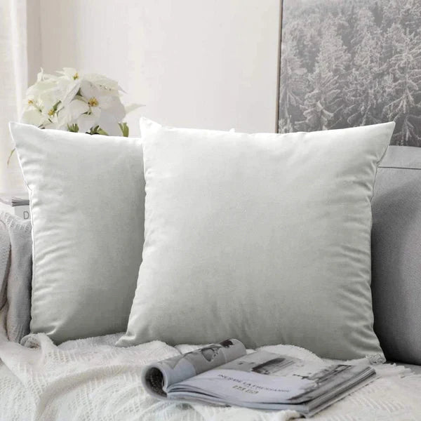 Plain Velvet Cushion Covers Off White