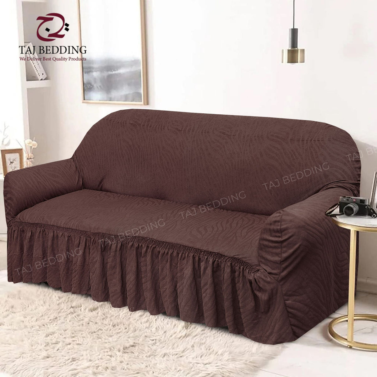 Zebra Sofa Cover Dark Brown