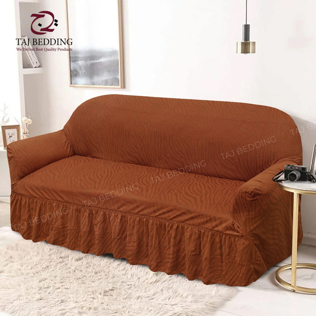 Zebra Sofa Cover Copper Brown