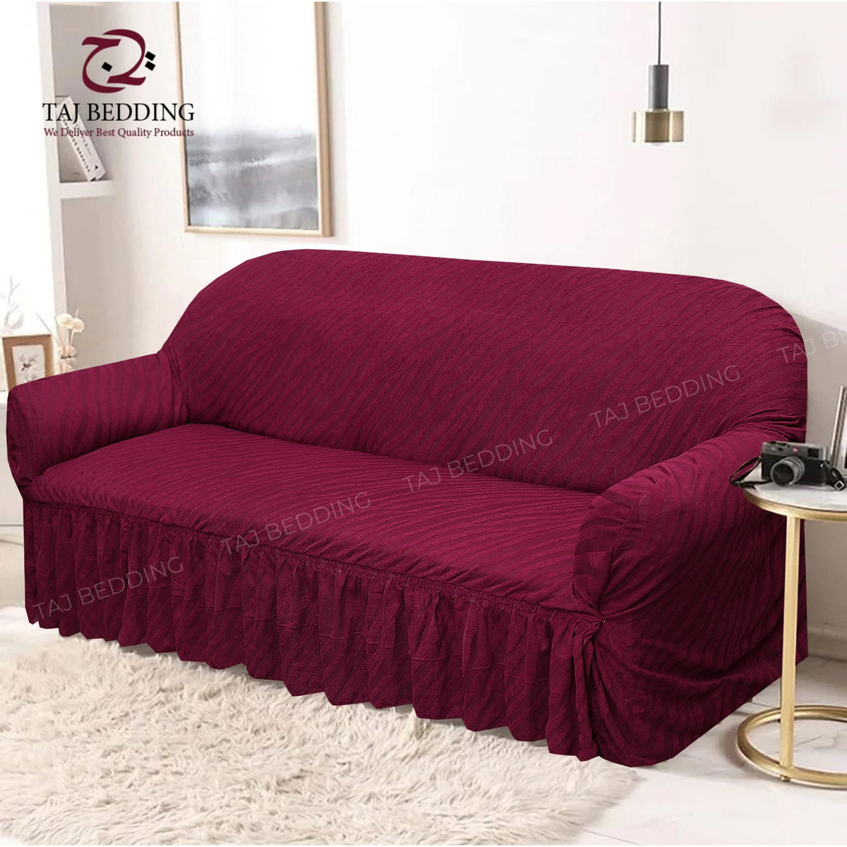 Zebra Sofa Cover Maroon