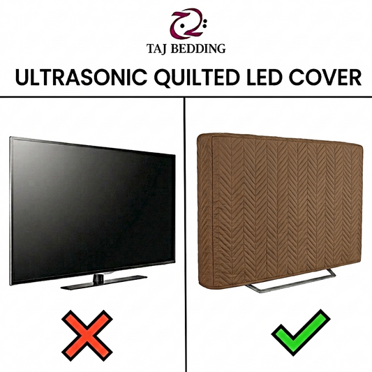 Zigzag Ultrasonic Quilted LED Cover Dust Proof - Coffee