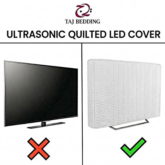 Zigzag Ultrasonic Quilted LED Cover Dust Proof - White