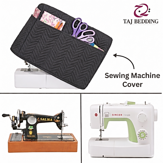 Zigzag Ultrasonic Quilted Sewing Machine Cover Dust Proof - Black