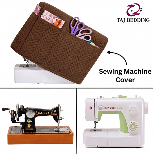 Zigzag Ultrasonic Quilted Sewing Machine Cover Dust Proof - Brown