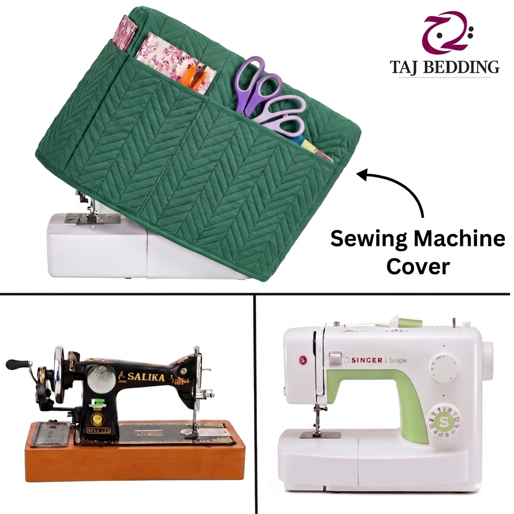 Zigzag Ultrasonic Quilted Sewing Machine Cover Dust Proof - Green