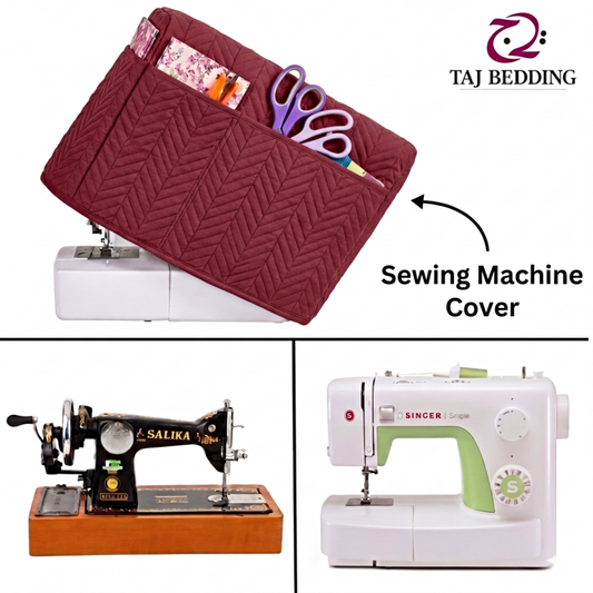 Zigzag Ultrasonic Quilted Sewing Machine Cover Dust Proof - Maroon