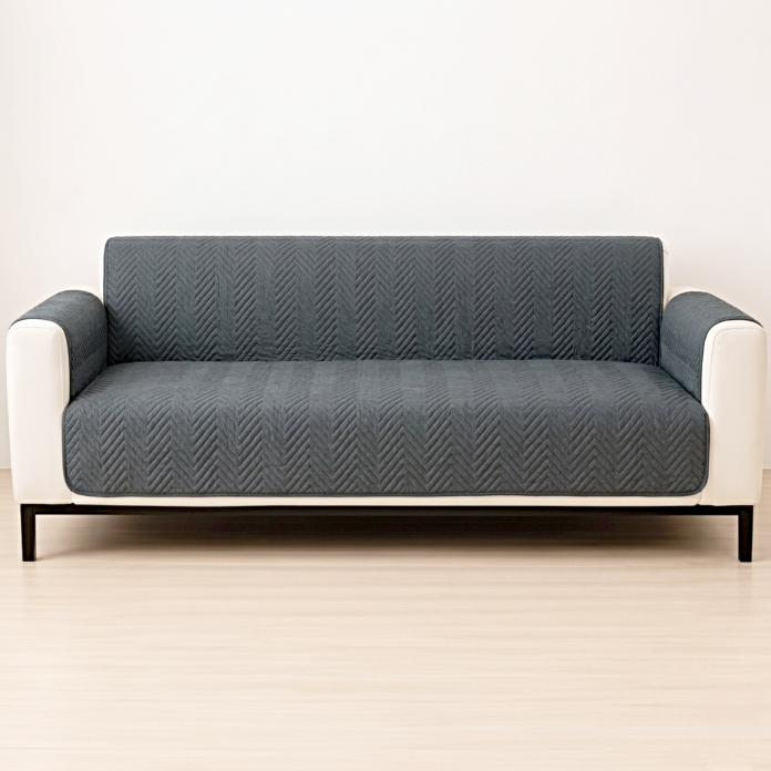 Zigzag Ultrasonic Quilted Sofa Cover Gray
