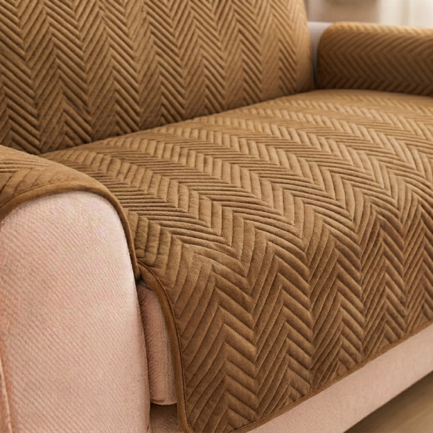 Zigzag Ultrasonic Quilted Sofa Cum Bed Covers Coffee