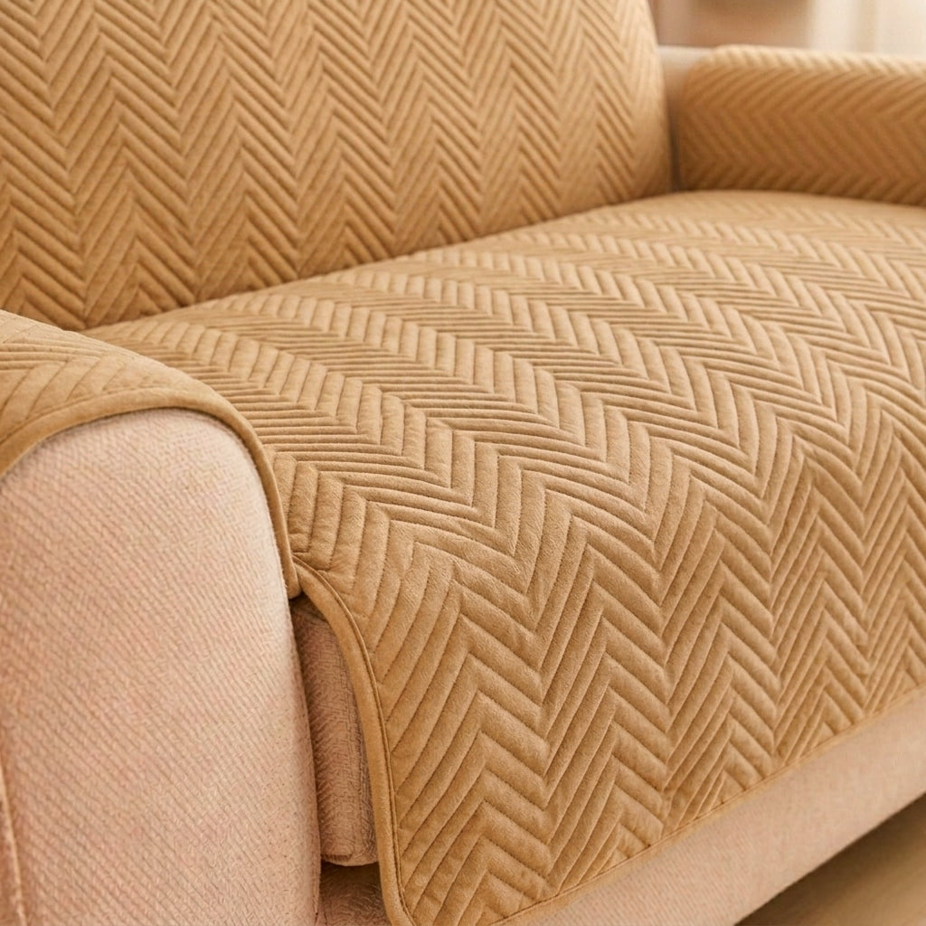 Zigzag Ultrasonic Quilted Sofa Cum Bed Covers Copper