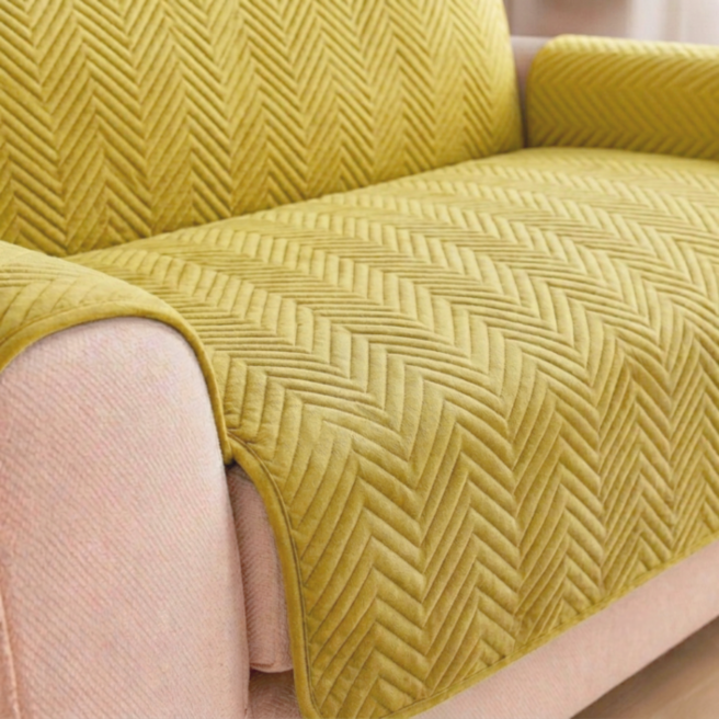 Zigzag Ultrasonic Quilted Sofa Cum Bed Covers Golden