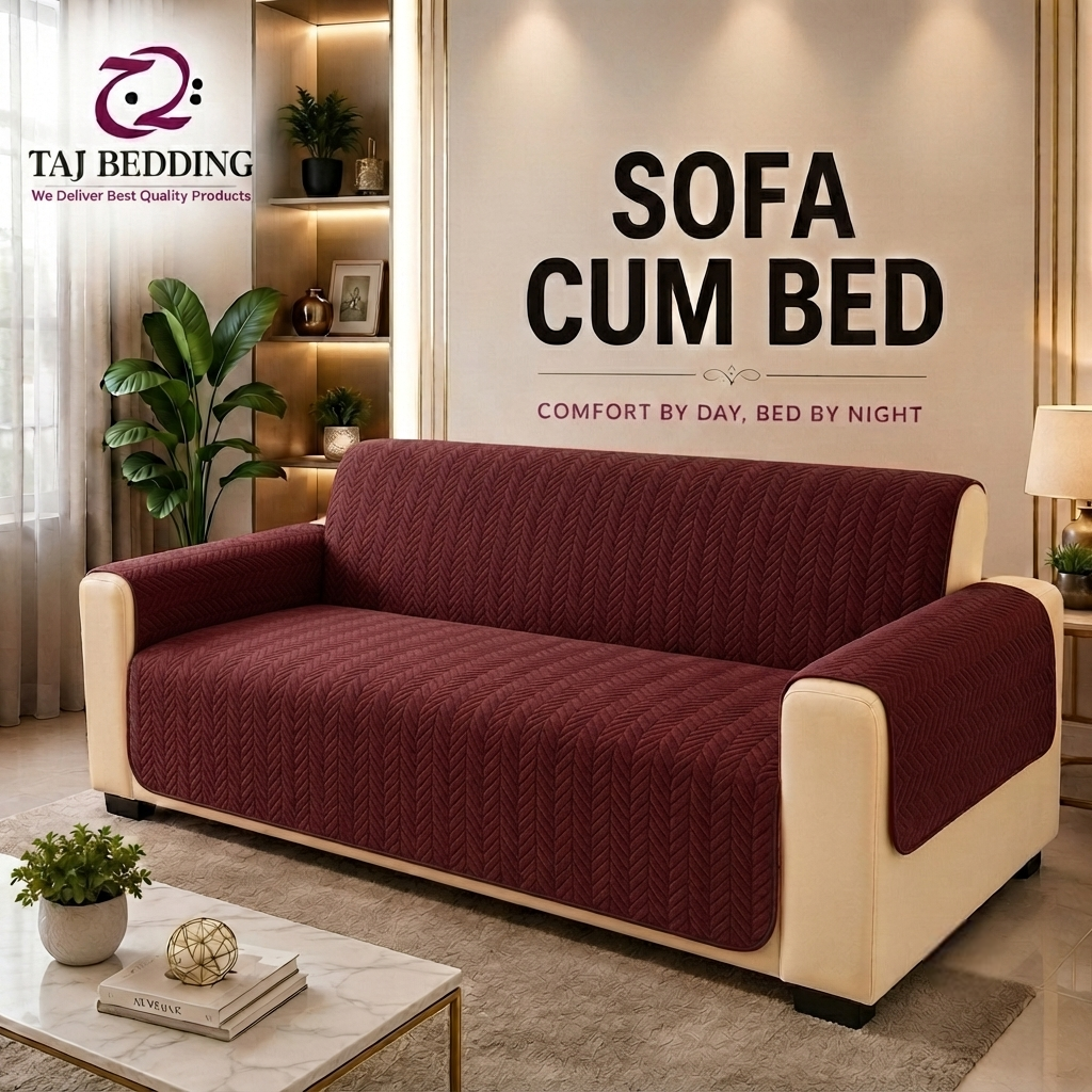 Zigzag Ultrasonic Quilted Sofa Cum Bed Covers Maroon