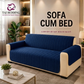Zigzag Ultrasonic Quilted Sofa Cum Bed Covers Navy Blue