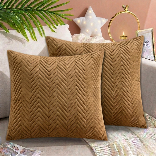 Zigzag Ultrasonic Quilted Cushion Cover Copper