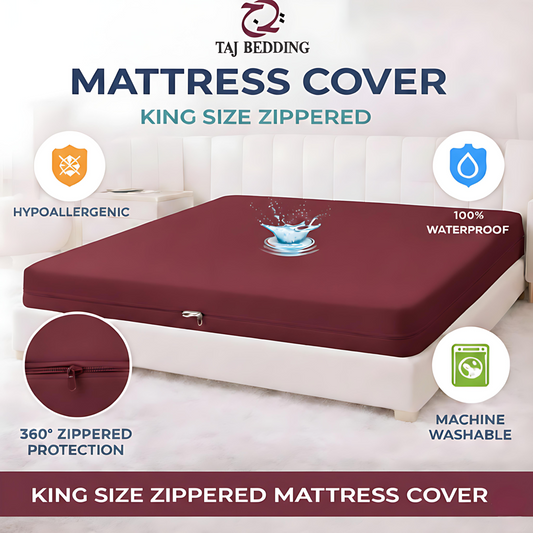 Zipper Waterproof Mattress Cover Maroon
