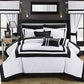 Embellish Patch Pleated Duvet Set -Black & White (068)