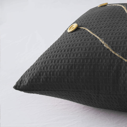 Pack of 2 Waffle Golden Veins Cushion - Dark Grey