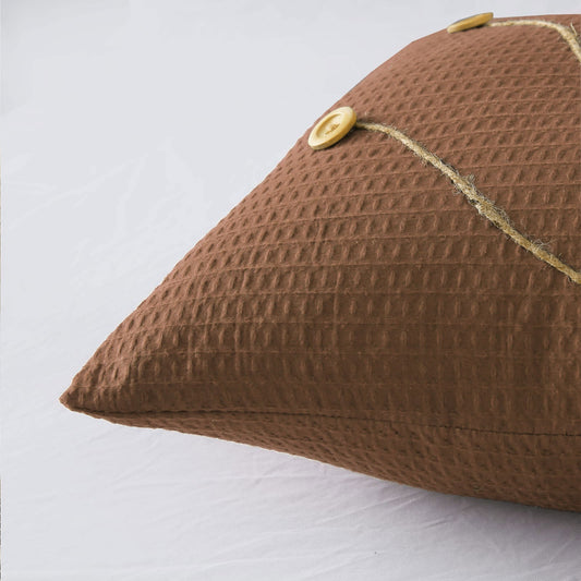 Pack of 2 Waffle Golden Veins Cushion - Camel