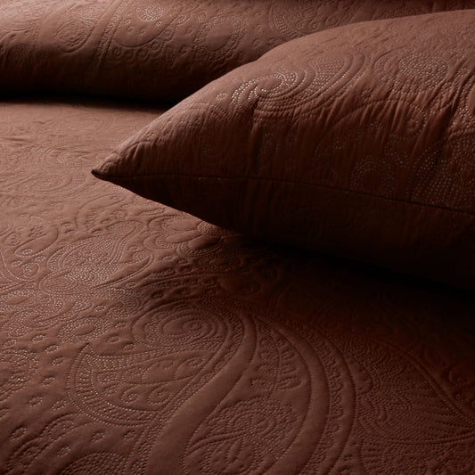 Spiral Vibes  3 Pcs Ultrasonic Bedspread - Brown