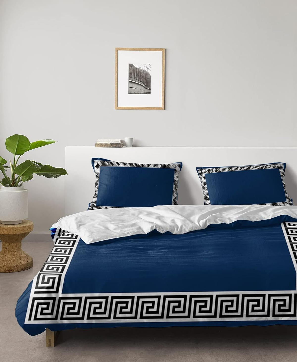 Luxury Embossed Velvet Duvet Set - Navy Blue