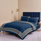 Luxury Embossed Velvet Duvet Set - Navy Blue
