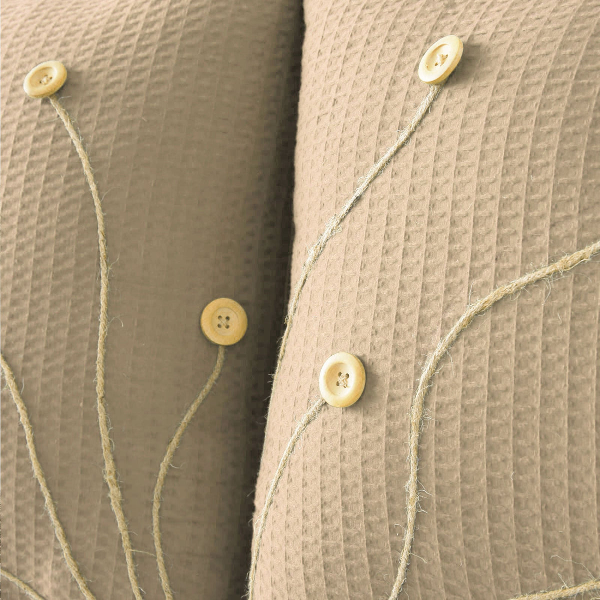 Pack of 2 Waffle Golden Veins Cushion - Beige