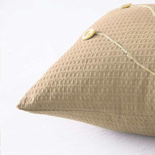 Pack of 2 Waffle Golden Veins Cushion - Beige