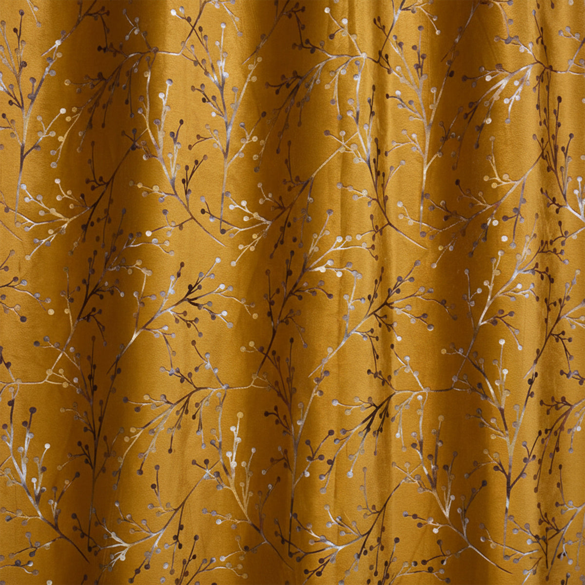 2 PCS PREMIUM QUALITY TEXTURE VELVET CURTAINS - Mustard