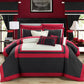 Embellish Patch Pleated Duvet Set - Red & Black (067)