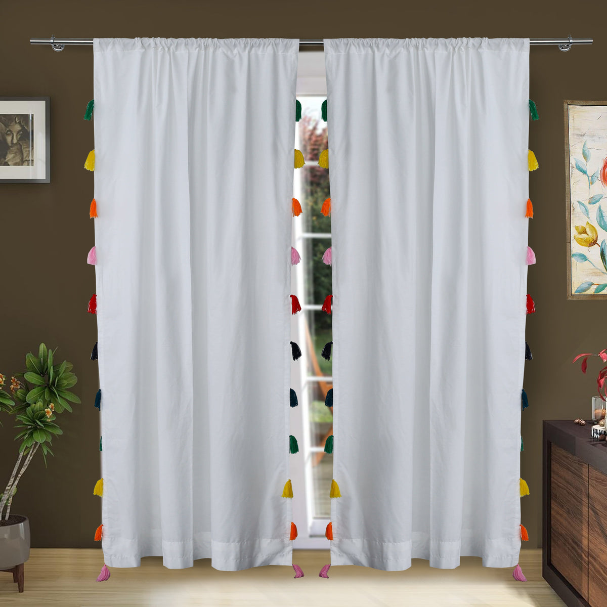 2 Pieces Plain Dyed Eyelet Curtains with linning